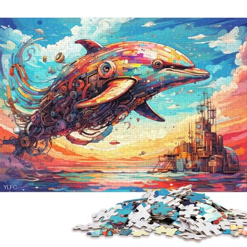 Puzzle 1000 Teile für Erwachsene, Roboter-Delfin-Kunst, Puzzles für Erwachsene, Holzpuzzles, Puzzles für Erwachsene, Lernspiel, Herausforderungsspielzeug 75x50cm/1000 Teile von LiJianXXE