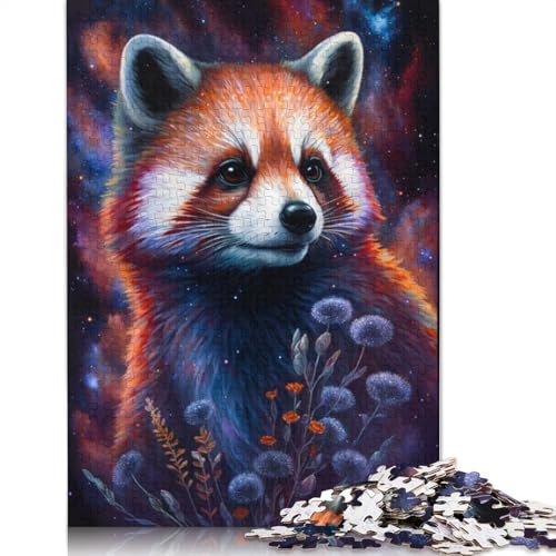 Puzzle 1000 Teile für Erwachsene, Roter Panda und Blumen, Puzzle für Erwachsene, Papppuzzle, Lernspiel, Herausforderungsspielzeug (Größe 38 x 26 cm) von LiJianXXE