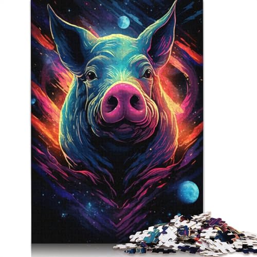 Puzzle 1000 Teile für Erwachsene, Schweine-Puzzle für Erwachsene, Holzpuzzle, Lernspiel, Herausforderungsspielzeug, 75 x 50 cm von LiJianXXE