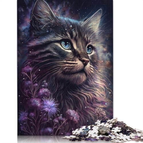 Puzzle 1000 Teile für Erwachsene, Space Cat-Puzzles für Erwachsene, Holzpuzzles, Puzzle – anspruchsvolles Spiel (Größe 75 x 50 cm) von LiJianXXE