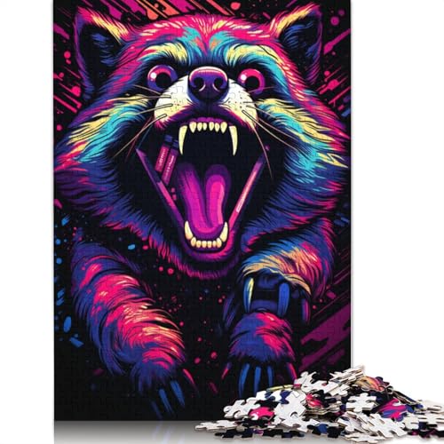 Puzzle 1000 Teile für Erwachsene, Waschbär-Tierpuzzle, Puzzle für Kinder, Holzpuzzle, Spielzeug, Denkspiel, 75 x 50 cm von LiJianXXE