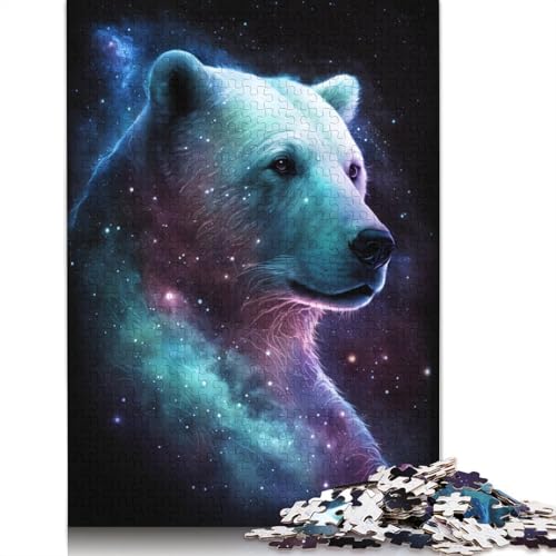 Puzzle 1000 Teile für Erwachsene, Weltraum, Galaxie, Eisbär, Puzzle für Erwachsene, Kartonpuzzle, Lernspiel (Größe 38 x 26 cm) von LiJianXXE