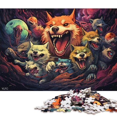 Puzzle 1000 Teile für Erwachsene, Wütender Shiba Inu, Puzzle für Erwachsene, Holzpuzzle, Lernspiel für Erwachsene und Kinder 38x26cm/1000 Teile von LiJianXXE