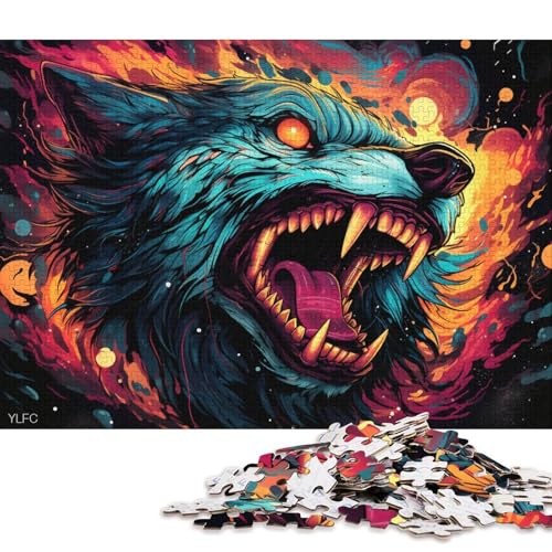 Puzzle 1000 Teile für Erwachsene, Wütender Wolf, Puzzle für Erwachsene, Holzpuzzle, Puzzle für Erwachsene, Lernspiel, Herausforderungsspielzeug 75x50cm/1000 Teile von LiJianXXE