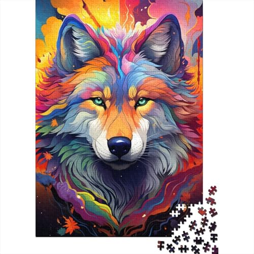 Puzzle 1000 Teile für Erwachsene, Zeichnung, Tier, Wolf, Puzzle für Erwachsene und Kinder, Holzpuzzle, tolles Geschenk für Erwachsene, 50 x 75 cm von LiJianXXE