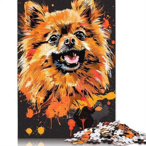 Puzzle 1000 Teile für Erwachsene, Zwergspitz-Hund, Kunst-Puzzle, Karton-Puzzle, Spielzeug, Wanddekoration, Größe: 38 x 26 cm von LiJianXXE