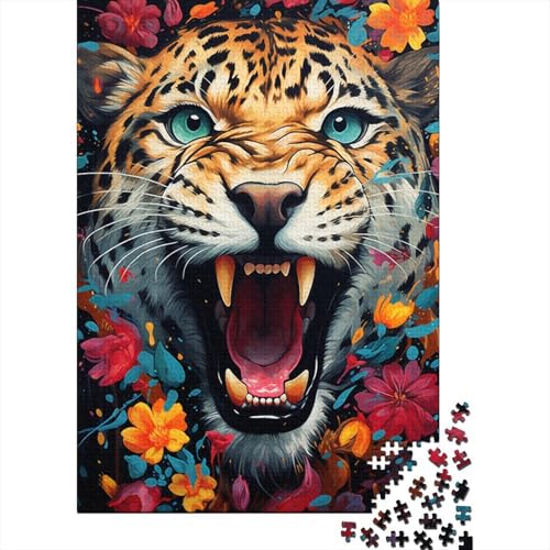 Puzzle 1000 Teile für Erwachsene, farbenfrohe psychedelische Leopardenfarbe, Puzzle für Erwachsene und Kinder, Holzpuzzle, tolles Geschenk für Erwachsene, 50 x 75 cm von LiJianXXE