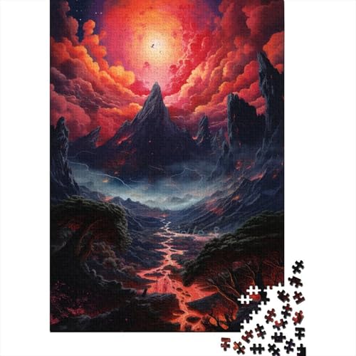 Puzzle 1000 Teile für Erwachsene, farbenfrohe psychedelische japanische Landschaft, Puzzle für Erwachsene, Holzpuzzle, Puzzle für Kinder, Geschenke 50 x 75 cm von LiJianXXE