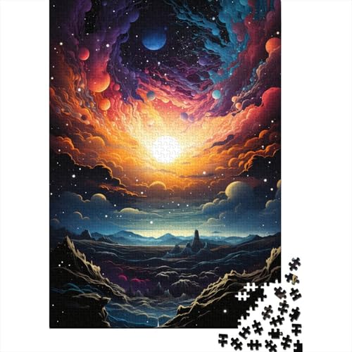 Puzzle 1000 Teile für Erwachsene, farbenfroher Psychedelischer Sonnenuntergangsplanet, Puzzle 1000 Teile für Erwachsene (Größe 75 x 50 cm) von LiJianXXE