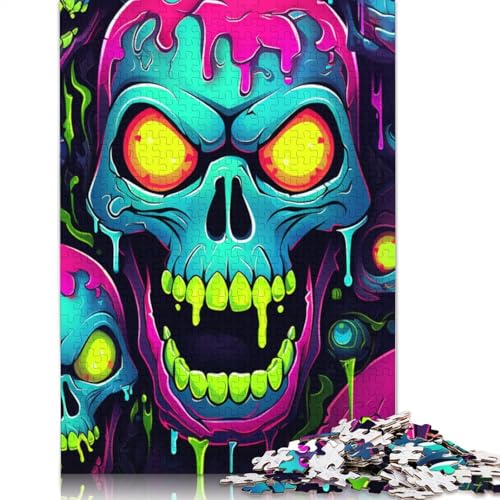 Puzzle 1000 Teile für Erwachsene, farbenfrohes Neon-Graffiti-Totenkopf-Puzzle, Karton-Puzzle, Spielzeug, Wanddekoration, Größe: 38 x 26 cm von LiJianXXE