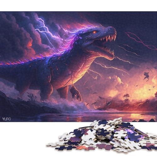 Puzzle 1000 Teile für Erwachsene, künstlerische Dinosaurier-Puzzles, Holzpuzzles, Familienaktivität 38x26cm/1000 Teile von LiJianXXE