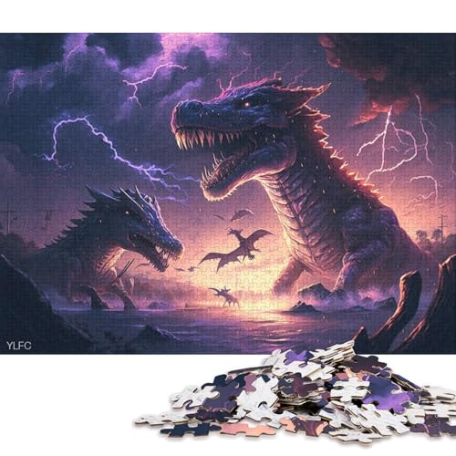 Puzzle 1000 Teile für Erwachsene, künstlerische Dinosaurier-Puzzles, Holzpuzzles, Familienaktivität 75x50cm/1000 Teile von LiJianXXE