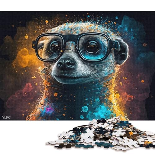 Puzzle 1000 Teile für Erwachsene und Kinder, Erdmännchen mit Brille, Puzzle für Erwachsene, Holzpuzzle, Erwachsene und Kinder (Größe 75 * 50 cm) von LiJianXXE