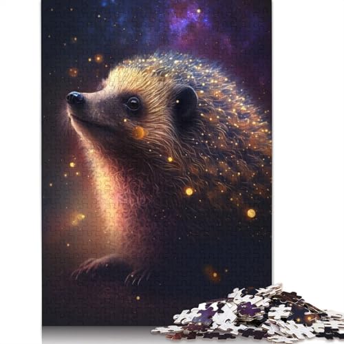 Puzzle 1000 Teile für Erwachsene und Kinder, Galaxie-Tier-Igel-Puzzle, Holzpuzzle für Erwachsene, lustige Puzzlespiele, Größe: 75 x 50 cm von LiJianXXE