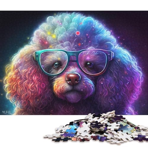 Puzzle 1000 Teile für Erwachsene und Kinder, Pudel mit Brille, Puzzle für Erwachsene, Holzpuzzle, Erwachsene und Kinder (Größe 75 * 50 cm) von LiJianXXE