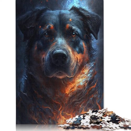 Puzzle 1000 Teile für Erwachsene und Kinder Feuertier-Hund-Puzzle Holzpuzzle für Erwachsene Lustige Puzzlespiele Größe: 75 x 50 cm von LiJianXXE