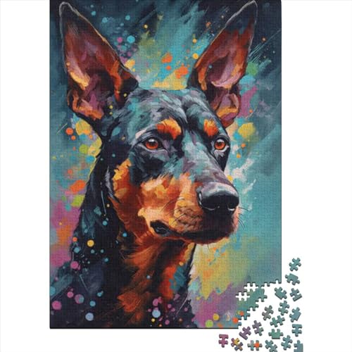 Puzzle 300 Teile, Deutscher Pinscher, Malerei, Puzzle für Erwachsene, Teenager, Puzzles für Erwachsene, Lernspiel, Herausforderungsspielzeug, Größe 40x28 cm von LiJianXXE