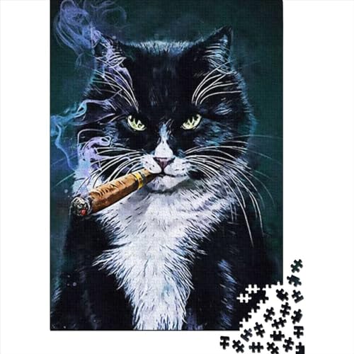 Puzzle 500 Teile Rauchkatze Puzzle für Erwachsene Teenager Puzzle für Erwachsene Lernspiel Herausforderungsspielzeug Größe 52x38cm von LiJianXXE