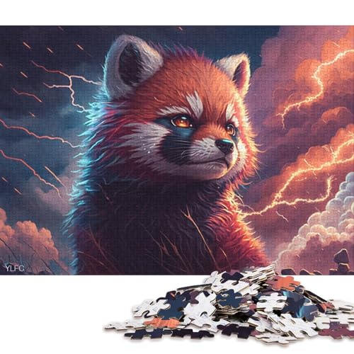 Puzzle Animal Art Roter Panda 1000-teiliges Puzzle aus Holz, geeignet für Erwachsene und Kinder ab 12 Jahren, entspannendes geistiges Lernspielzeug 75x50cm/1000 Teile von LiJianXXE