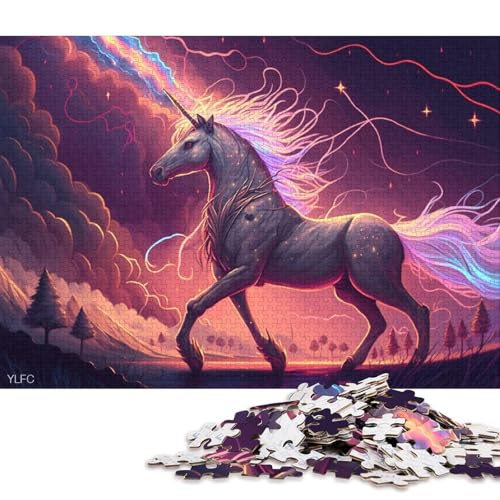 Puzzle Art Einhorn-Puzzle für Erwachsene, 1000 Teile, Holzpuzzle, geeignet für Erwachsene, Familienunterhaltungsspielzeug 38x26cm/1000 Teile von LiJianXXE