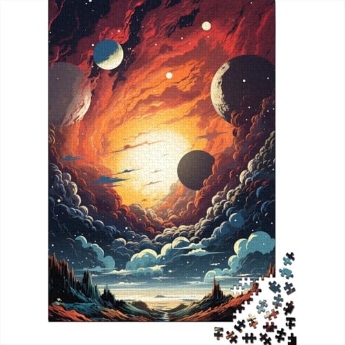 Puzzle Bunte Psychedelia der Wunder des kosmischen Planeten, Puzzle für Erwachsene, 1000 Teile, Holzpuzzle, Wandkunst, Puzzlespiele (Größe 75 x 50 cm) von LiJianXXE