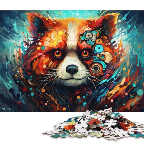 Puzzle Bunter Roboter Roter Panda 1000-teiliges Puzzle Holzpuzzle Geeignet für Erwachsene und Kinder ab 12 Jahren Dekomprimierendes geistiges Lernspielzeug 38x26cm/1000Stk. von LiJianXXE