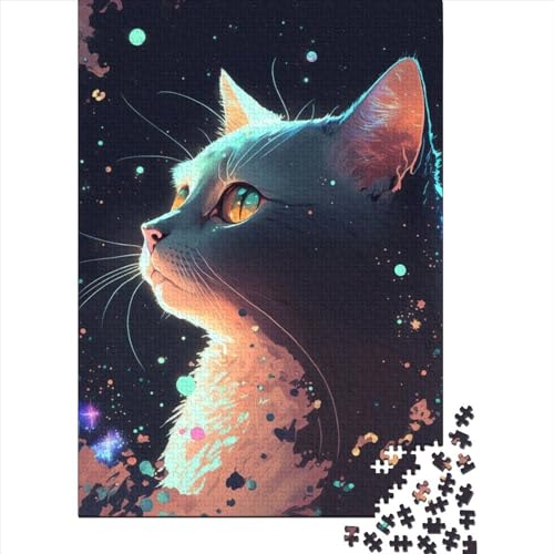 Puzzle Cat in The Stars für Erwachsene, 300-teiliges Holzpuzzle für Erwachsene, Puzzlespiel, Spielzeug für Erwachsene, Größe 40x28 cm von LiJianXXE