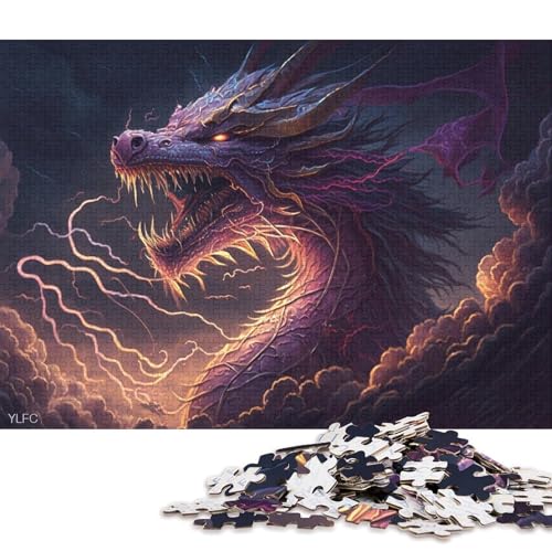 Puzzle Fantasie Chinesischer Drache 1000 Teile für Erwachsene, Holzpuzzle für Erwachsene und Kinder, lustige Puzzlespiele 38x26cm/1000 Teile von LiJianXXE