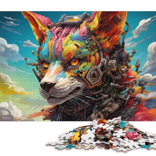 Puzzle-Geschenke für Erwachsene, Roboter-Farbfuchs, Puzzle für Erwachsene, 1000-teiliges Holzpuzzle für Erwachsene und Kinder ab 12 Jahren, lustige Puzzlespiele 38x26cm/1000 Teile von LiJianXXE