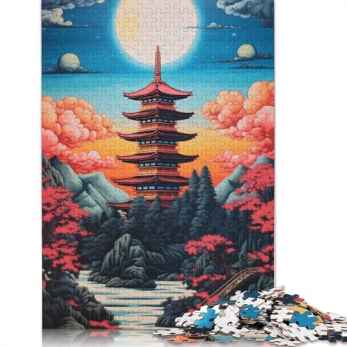 Puzzle Japanische Tempel, 1000 Teile, Puzzlespiel, Holzpuzzle für Erwachsene und Kinder ab 12 Jahren, tolles Geschenk für Erwachsene, Größe: 75 x 50 cm von LiJianXXE