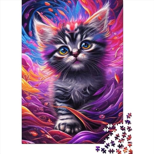 Puzzle | Puzzle 1000 Teile für Erwachsene, Fantasie-Katze, Holzpuzzle für Teenager, 1000-teiliges Puzzle für Erwachsene, Größe 75x50 cm von LiJianXXE