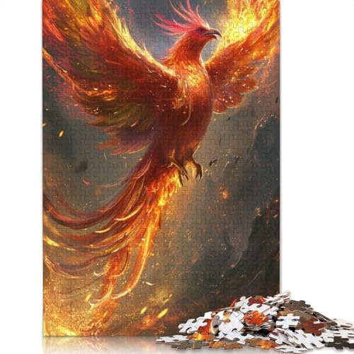 Puzzle Roter Vogel mit Buntem 1000-Teile-Puzzle, Kartonpuzzle für Erwachsene und die Familie, tolles Geschenk für Erwachsene, Größe: 38 x 26 cm von LiJianXXE