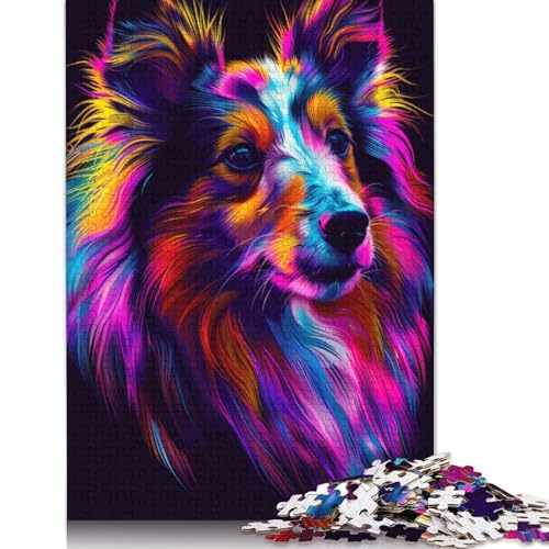 Puzzle Shetland Sheepdog, 1000 Teile, Kartonpuzzle für Erwachsene und Kinder ab 12 Jahren, Spaß für die ganze Familie, Puzzlegröße: 38 x 26 cm von LiJianXXE