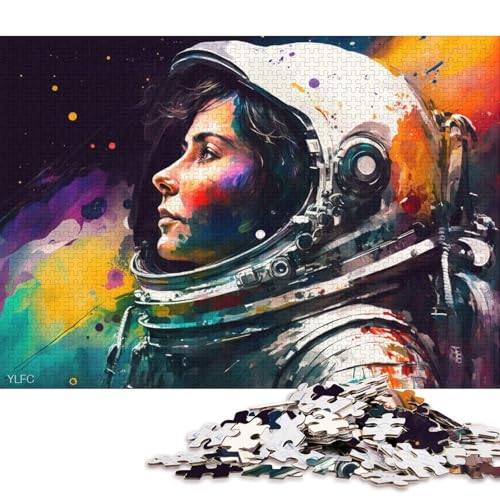 Puzzle für Erwachsene, 1000 Astronauten im Weltraum, Puzzle für Erwachsene und Kinder, Holzpuzzle, Lernspielzeug (Größe 75 * 50 cm) von LiJianXXE