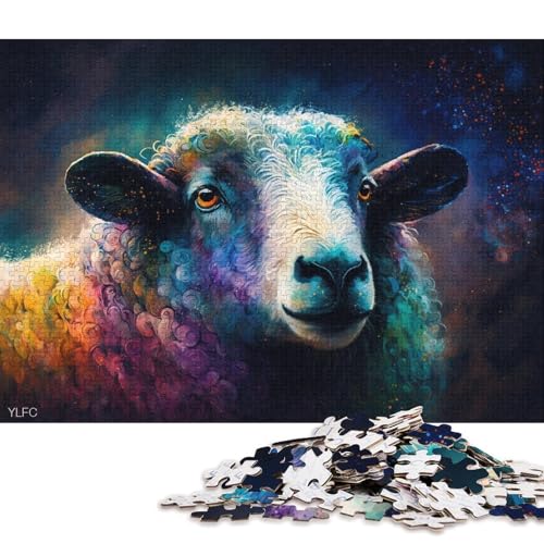 Puzzle für Erwachsene, 1000 Bunte Schaf-Puzzles für Erwachsene und Kinder, Holzpuzzle, Lernspielzeug (Größe 75 * 50 cm) von LiJianXXE