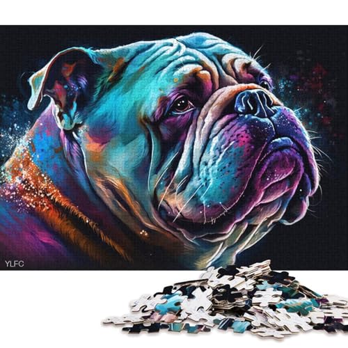 Puzzle für Erwachsene, 1000 Puzzle-Spielzeug, Bunte Bulldoggen-Puzzles für Erwachsene, Holzpuzzle, Familienpuzzlespiel (Größe 75 * 50 cm) von LiJianXXE