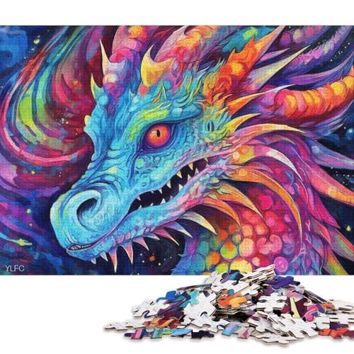 Puzzle für Erwachsene, 1000 Puzzle-Spielzeug, Bunte Drachen-Puzzles für Erwachsene, Holzpuzzle, Familienpuzzlespiel (Größe 75 * 50 cm) von LiJianXXE