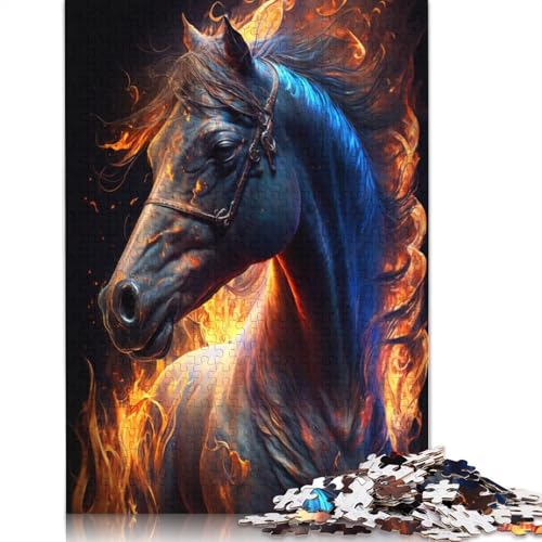 Puzzle für Erwachsene, 1000 Puzzle-Spielzeug, Pferd, Feuer, Puzzle für Erwachsene, Kartonpuzzle, Puzzle – anspruchsvolles Spiel (Größe 38 x 26 cm) von LiJianXXE