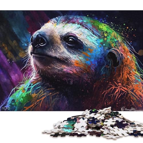 Puzzle für Erwachsene, 1000 Puzzle-Spielzeug, farbiges Faultier-Puzzle für Erwachsene, Holzpuzzle, Familienpuzzlespiel (Größe 75 * 50 cm) von LiJianXXE