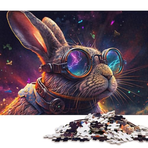 Puzzle für Erwachsene, 1000 Puzzle-Spielzeuge, Kaninchen mit Brille, Puzzle für Erwachsene, Holzpuzzle, Familienpuzzlespiel (Größe 75 * 50 cm) von LiJianXXE