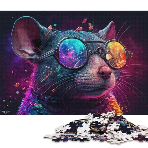 Puzzle für Erwachsene, 1000 Puzzle-Spielzeuge, Maus mit Brille, Puzzle für Erwachsene, Holzpuzzle, Familienpuzzlespiel (Größe 75 * 50 cm) von LiJianXXE