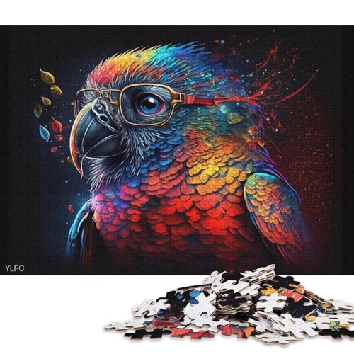 Puzzle für Erwachsene, 1000 Puzzle-Spielzeuge, Papagei mit Brille, Puzzle für Erwachsene, Holzpuzzle, Familienpuzzlespiel (Größe 75 * 50 cm) von LiJianXXE