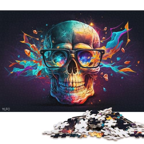 Puzzle für Erwachsene, 1000 Puzzle-Spielzeuge, Totenkopf mit Brille, Puzzle für Erwachsene, Familienpuzzlespiel aus Karton (Größe 38 * 26 cm) von LiJianXXE