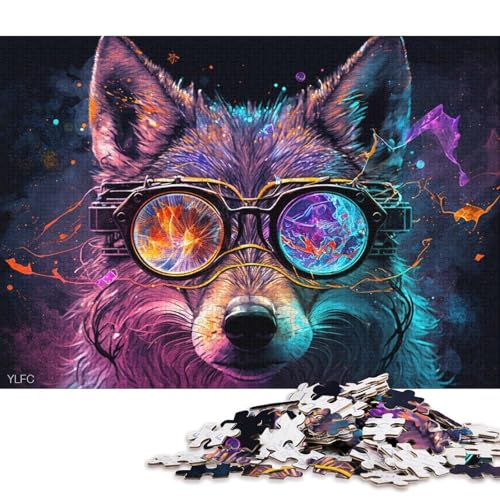 Puzzle für Erwachsene, 1000 Puzzle-Spielzeuge, Wolf mit Brille, Puzzle für Erwachsene, Familienpuzzlespiel aus Karton (Größe 38 * 26 cm) von LiJianXXE