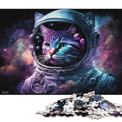 Puzzle für Erwachsene, 1000 Puzzle-Spielzeuge, kosmische Astronautenkatze, Puzzles für Erwachsene, Familienpuzzlespiel aus Karton (Größe 38 * 26 cm) von LiJianXXE