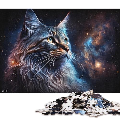 Puzzle für Erwachsene, 1000 Puzzle-Spielzeuge, kosmische Galaxie, Maine-Coon-Katze, Puzzle für Erwachsene, Familienpuzzlespiel aus Karton (Größe 38 * 26 cm) von LiJianXXE