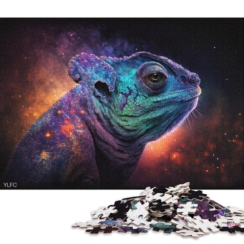 Puzzle für Erwachsene, 1000 Puzzle-Spielzeuge, kosmisches Galaxie-Chamäleon, Puzzle für Erwachsene, Holzpuzzle, Familienpuzzlespiel (Größe 75 * 50 cm) von LiJianXXE