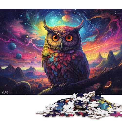 Puzzle für Erwachsene, 1000 Puzzles, Bunte Eulen, Puzzles, Holzpuzzle, Lernspielzeug 38x26cm/1000 Teile von LiJianXXE