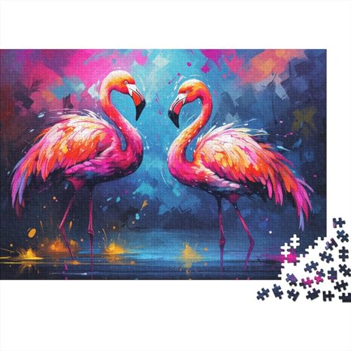 Puzzle für Erwachsene, 1000 Stück, farbenfrohe psychedelische Kunst, Flamingo-Puzzles, Holzpuzzle, tolles Geschenk für Erwachsene, 50 x 75 cm von LiJianXXE