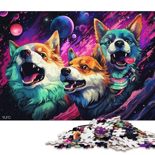 Puzzle für Erwachsene, 1000 Teile, Art Corgi, Puzzle für Erwachsene, Holzpuzzle, Heimdekorations-Puzzle 38x26cm/1000 Teile von LiJianXXE